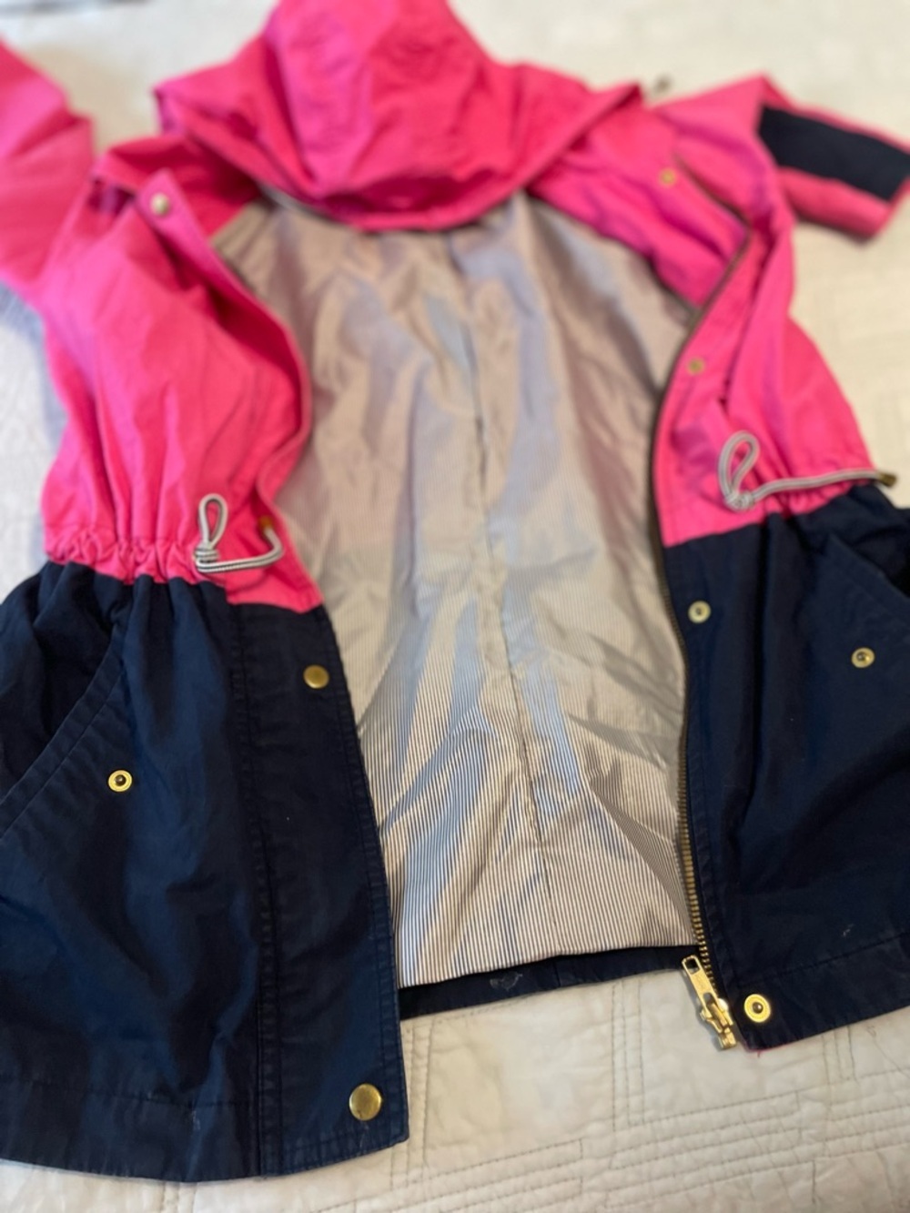 Hooded Colorblock Anorak Jacket - Pink & Navy - Picture 2 of 5